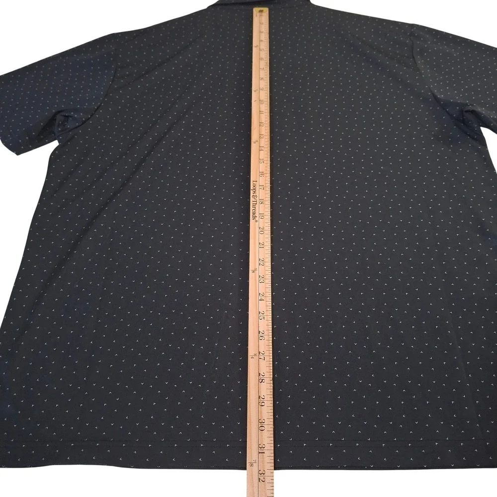 Callaway Opti-Dri Golf Polo Shirt Mens XXL Black Chevron Micro Print Performance